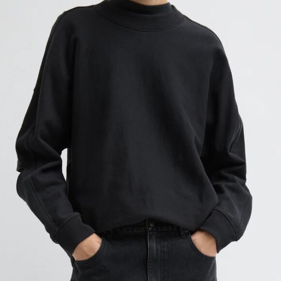 Tibi Cocoon Crewneck Sweatshirt in Black size Small - Picture 2 of 10